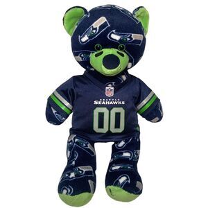 Build A Bear‎ BAB 16" Plush Bear NFL Seattle Seahawks Blue Logo Jersey